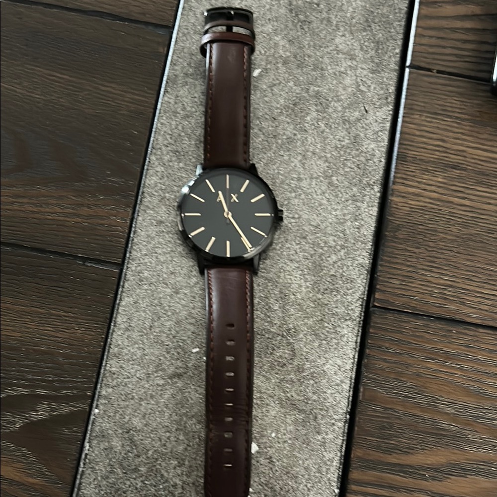 Armani Exchange Dark Brown Leather Watch